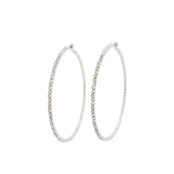 Rachell`s Boutique Jewelry - Classic Rhinestone Metal Hoop Earring